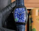 Franck Muller Cintree Curvex 55*42*13mm Blue/Black Face Black Leather Band Black Watch